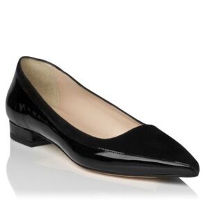 NWOB LK Bennett London Black Patent Leather Velvet Pointed Toe Loafers